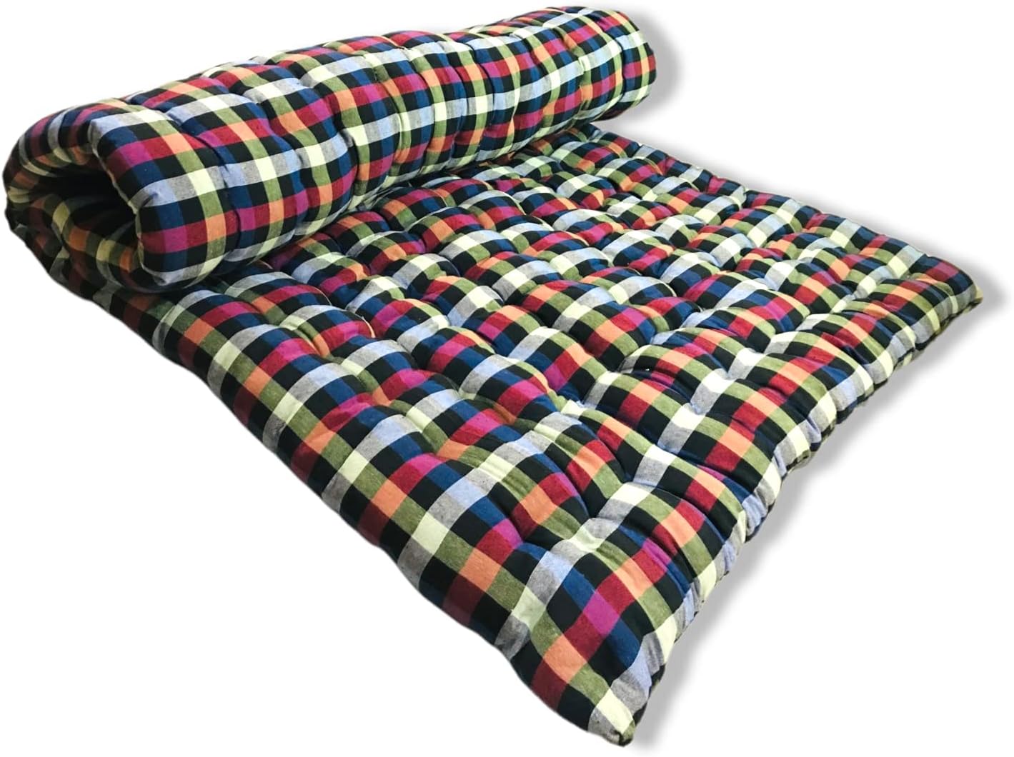 ATOOTFUSION Deewan Size Soft Large Cotton Quilt Mat | Cotton Quilt Mattress Rollable Foldable Movable Mattress (2 Sleeping Capacity)_72X48-Inch-MultiColor