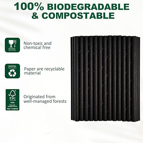 Vista 14 de Pajitas de papel corto desechables de papel kraft marrón de 5.75 pulgadas y pajitas para agitar, para el hogar, bares y restaurantes Marrón Kraft
