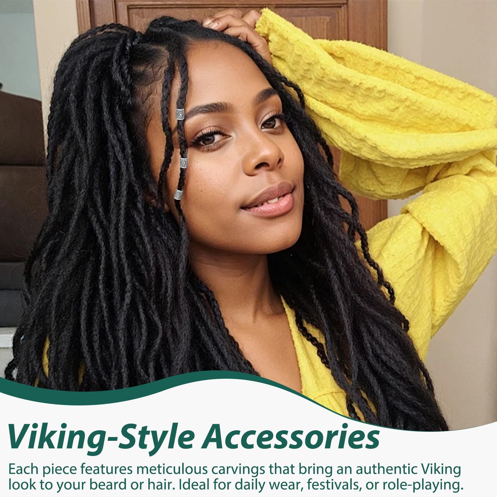 Perlas para barba vikinga accesorios pelo nórdicos rastas trenzas joyas nudo celta