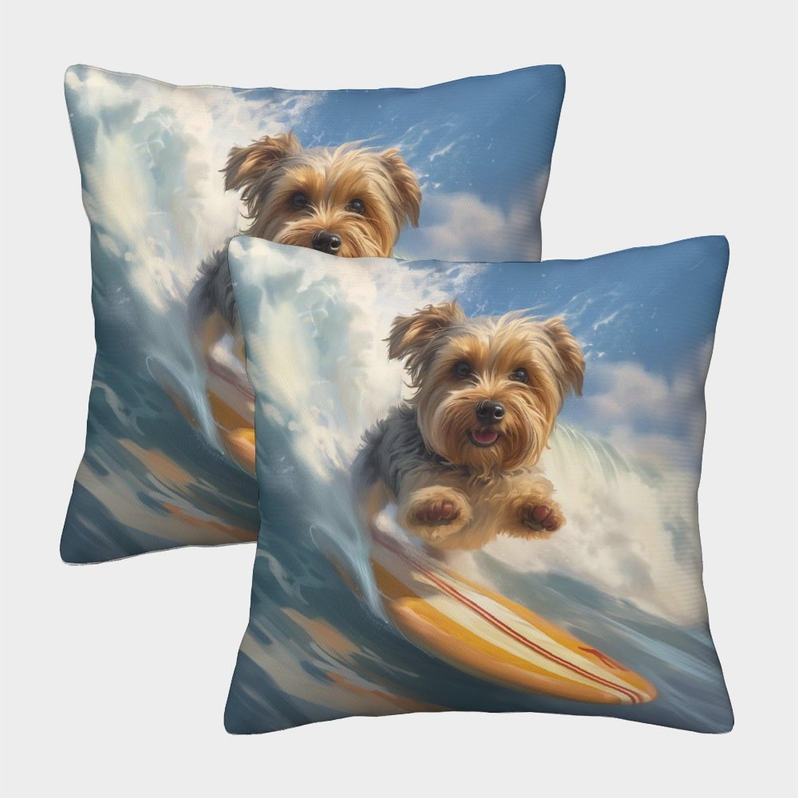 LeHuaiMa 3D Printed Yorkshire Terrier Throw Pillow Covers Dog Throw Pillow Case Decorative Super Soft Pack of 2 for Home Couch Sofa Decorative, Gifts 40x40cm