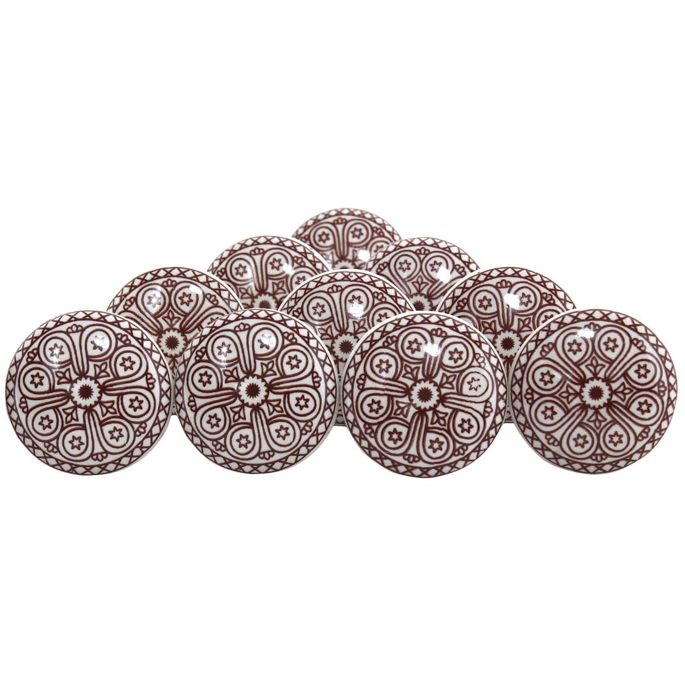 Ajuny Juego de 20 Pomos de Cerámica Vintage Blanco y Negro, Pintados a Mano – Diseños Calabaza y Redondo – Tiradores Decorativos para Armarios, Cajones y Puertas de Cocina y Baño — view 21