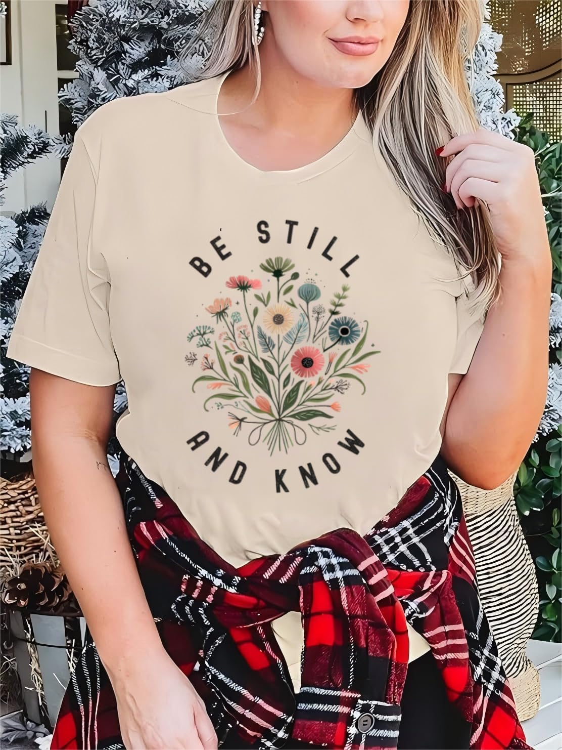 Be Still and Know Shirts for Women Casual Short Sleeve Christian Tee Tops - Image 3