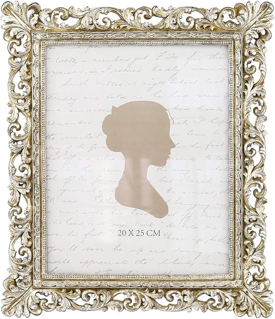 Sunlit Large Vintage Picture Frame 8x10 Inch, Large Antique Photo Frames with Glass Front, Ornate Photo Display, Tabletop Wall Hanging, Gift Ideas, 20x25 cm