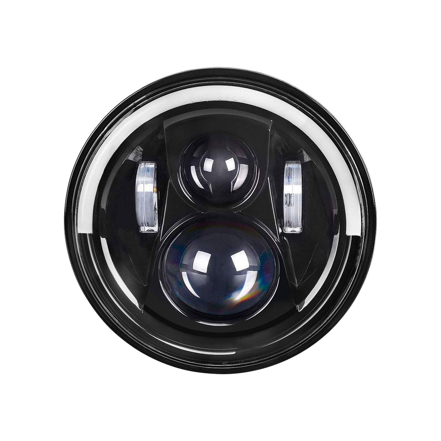 AllExtreme EXHL7IP1 7 Inch Half Ring H4 H13 LED Headlight with DRL, High/Low Beam and Halo Ring Angel Eyes for Motorcycles and Cars (70W, White Light, 1 PC)