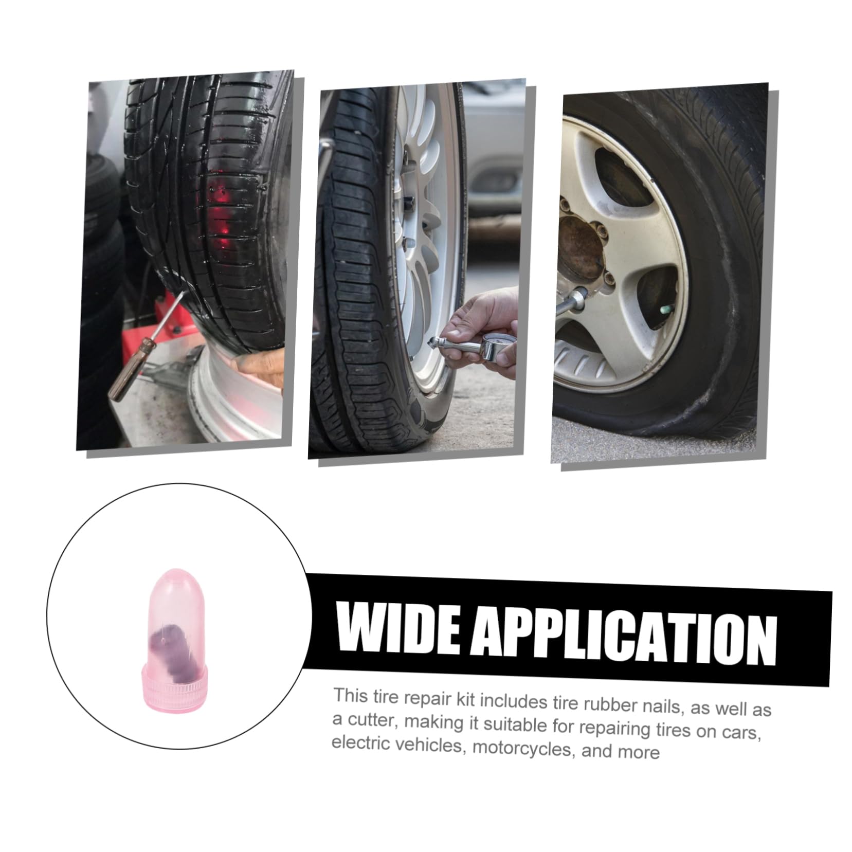 GANAZONO 1Set Tire Plug Kit Mushroom Nails with Cutter for Quick Tire Repair Durable Rubber Puncture Repair Tool for Cars Motorcycles Electric Vehicles and More