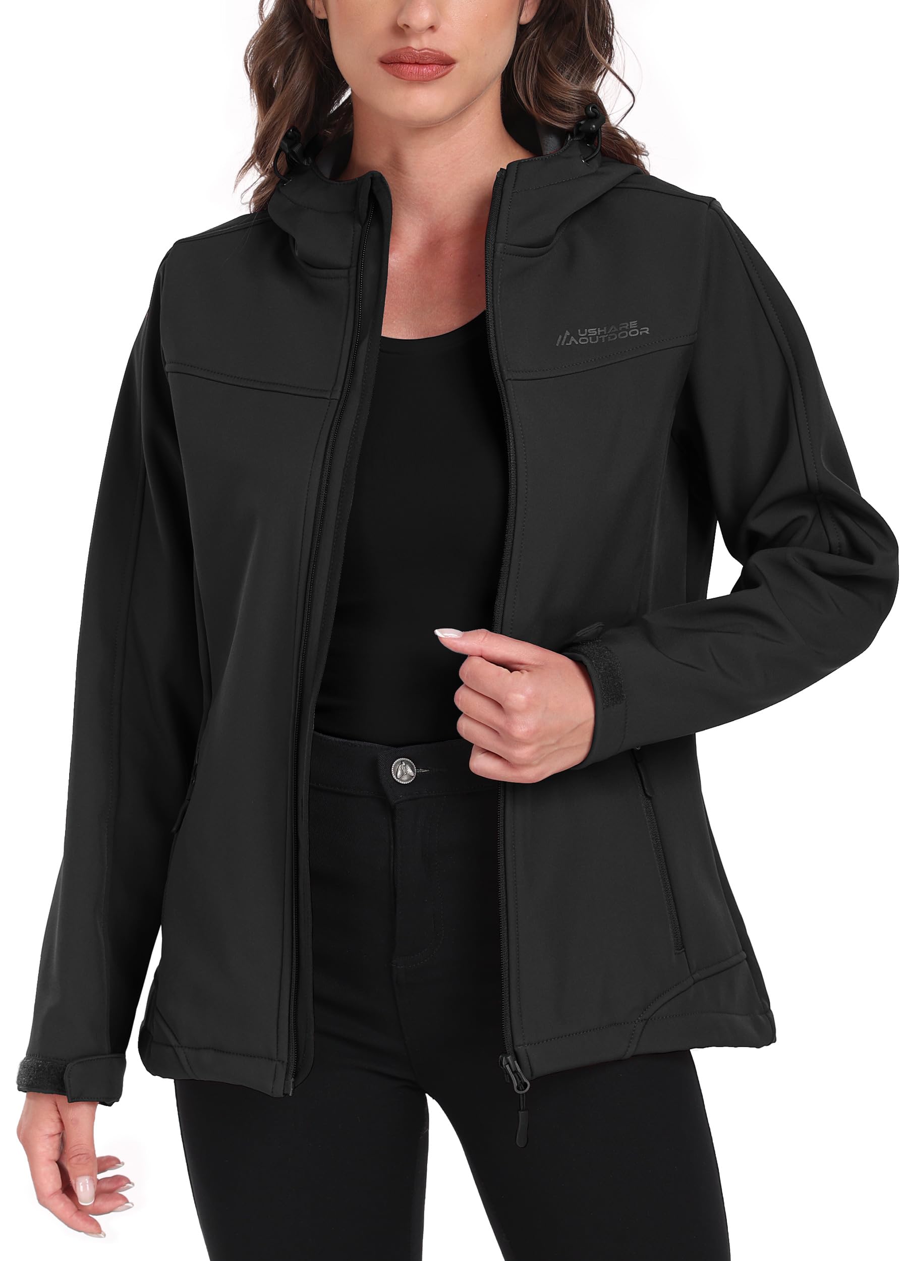 ATLASLAVA Softshelljacke Damen mit Kapuze Regenjacke Fleecejacke Wanderjacke Gefüttert Jacken Outdoor Wandern S-3XL