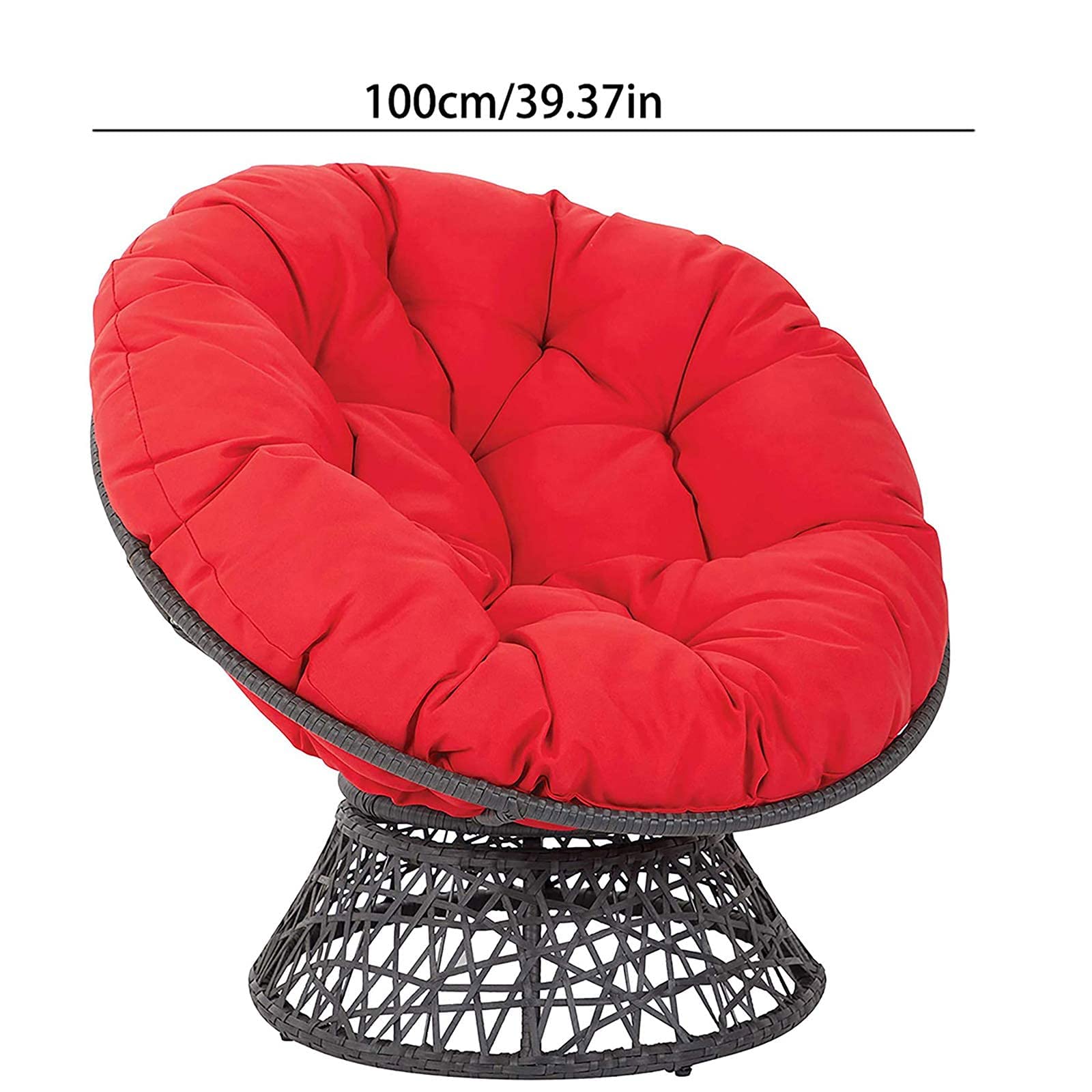 Poduszka na krzesło Papasan, ogród kryty na zewnątrz okrągła poduszka na krzesło, wiszący kosz hamaki Swing Egg poduszka na siedzenie krzesła (Red)