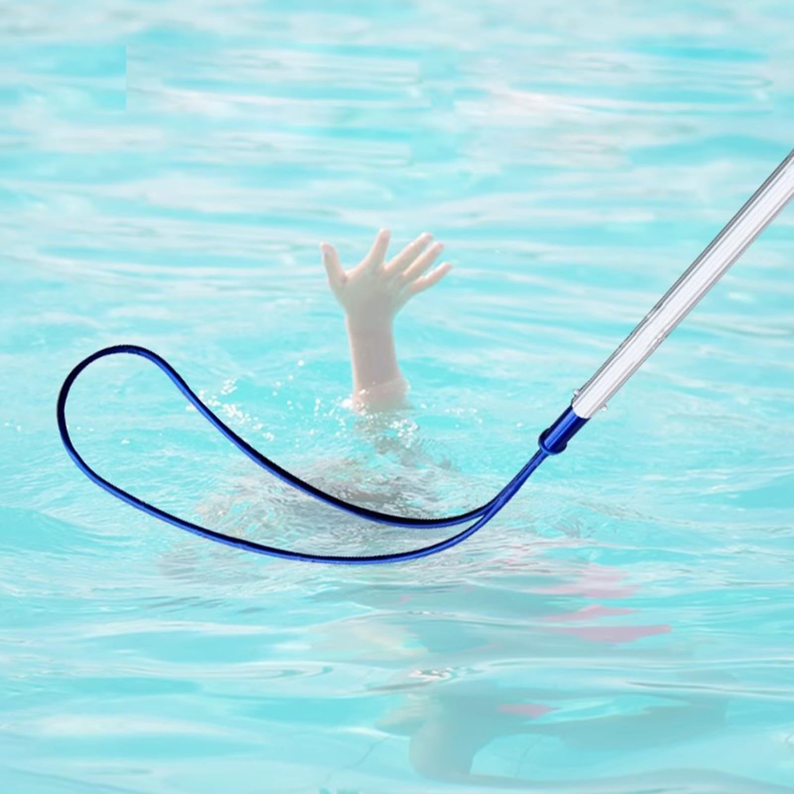 Pértiga telescópica de Rescate para Piscinas de 5 Metros con Gancho de Seguridad, extensión de 7 Metros para Parques acuáticos, pértiga Resistente para Piscinas, Ideal para socorristas, Equi