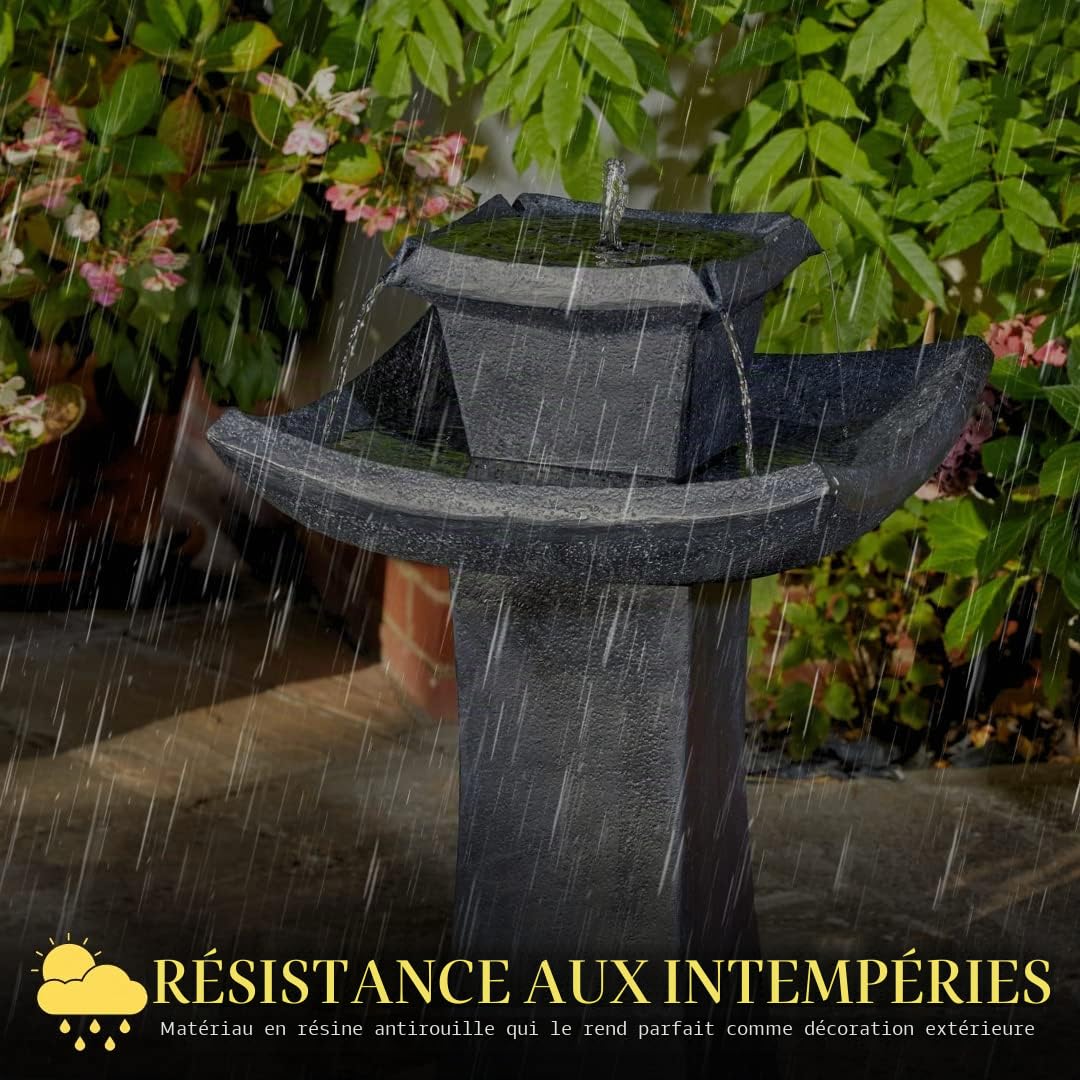 Garden Mile® Fontaine pour jardin à 2 étages en cascade Fontaine Pagoda