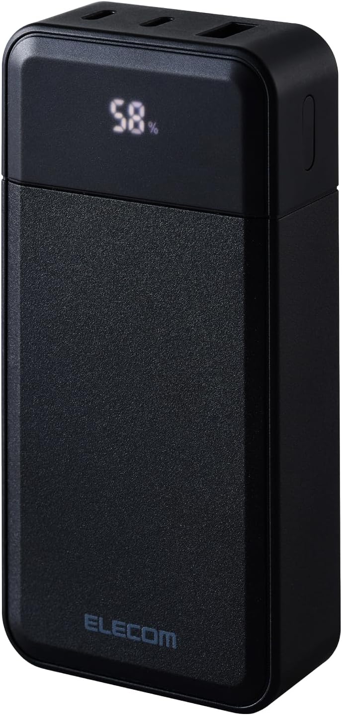 エレコム モバイルバッテリー 30W 10000mAh 残量表示 USB PD対応 3ポート Type-C×2 USB-A×1 ケーブル別売り ブラック EC-C23LBK
