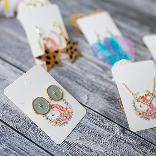 Miniatura 7 de Paquete de 100 tarjetas de pendientes para exhibición de collares, exhibición de joyas, tarjetas colgantes de 2.8 x 2 pulgadas