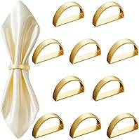 CHENGU 20 Pack Matte Gold Stainless Steel Semicircle Napkin Rings - Elegant Holders for Easter, Weddings, Dinner Parties