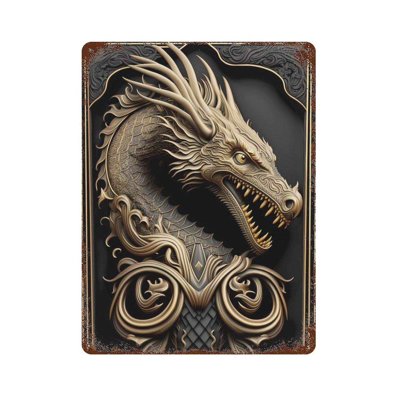 Dragon Sovereign Art Deco Retro Metal Sign 15.7"x11.8", Old School Wall Decor for Garage, Bar And Workshop Decor