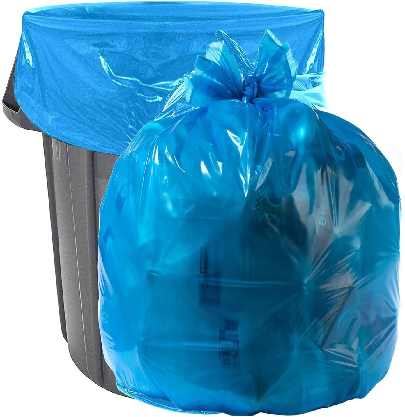 Aluf Plastics 40-45 Gallon 1.2 (Equivalent) MIL Blue Trash Garbage Recycling Bags – 33″ x 46″ – Pack of 100 – For Industrial, Home, Contractor
