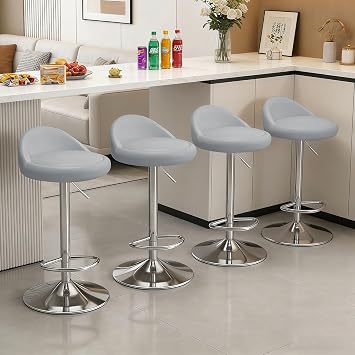 Bar Stools Set of 4, Swivel Counter Height Bar Chairs with Low Back
