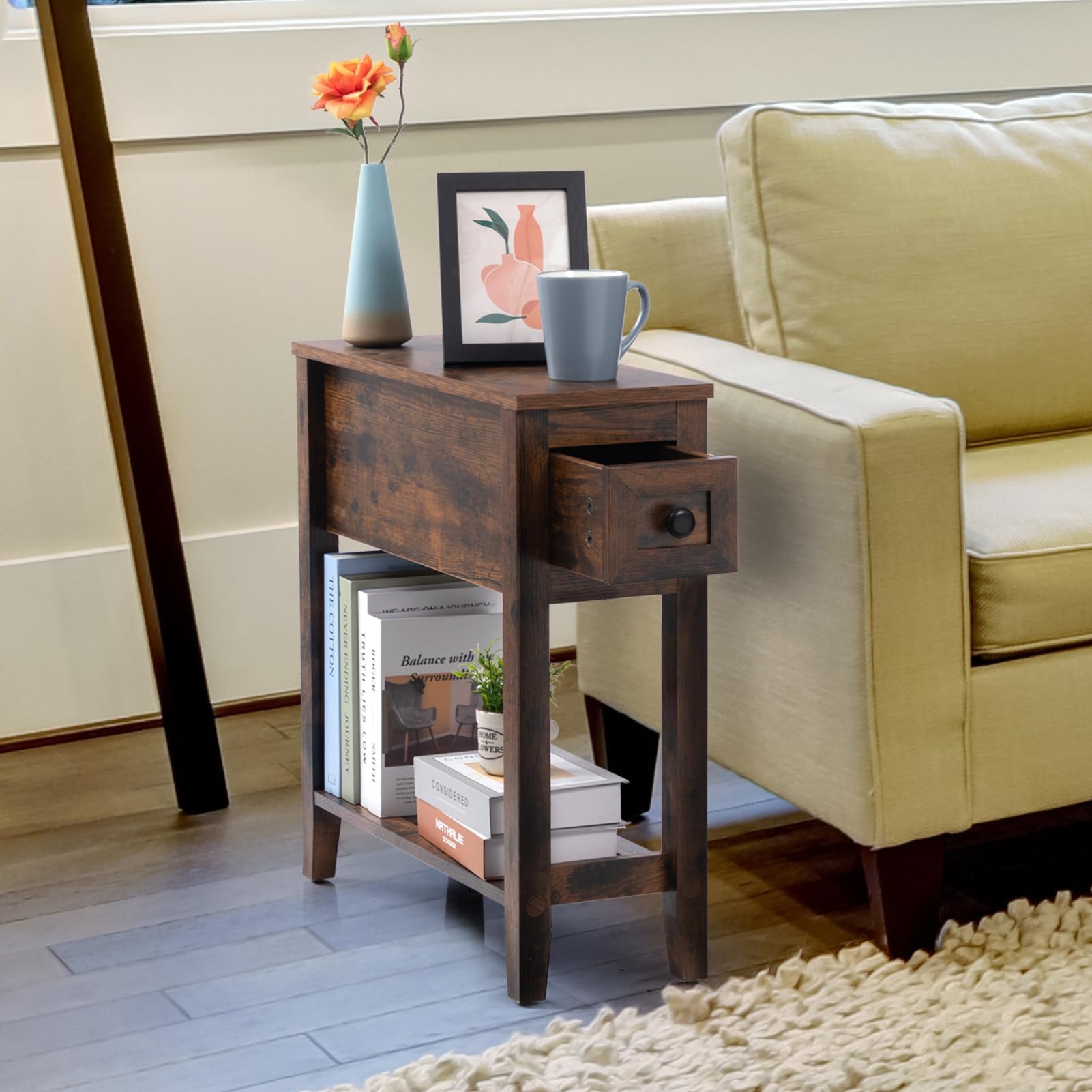 Amazon.com: MMEOLUOOK Narrow End Table, Large Sofa Side Table ...
