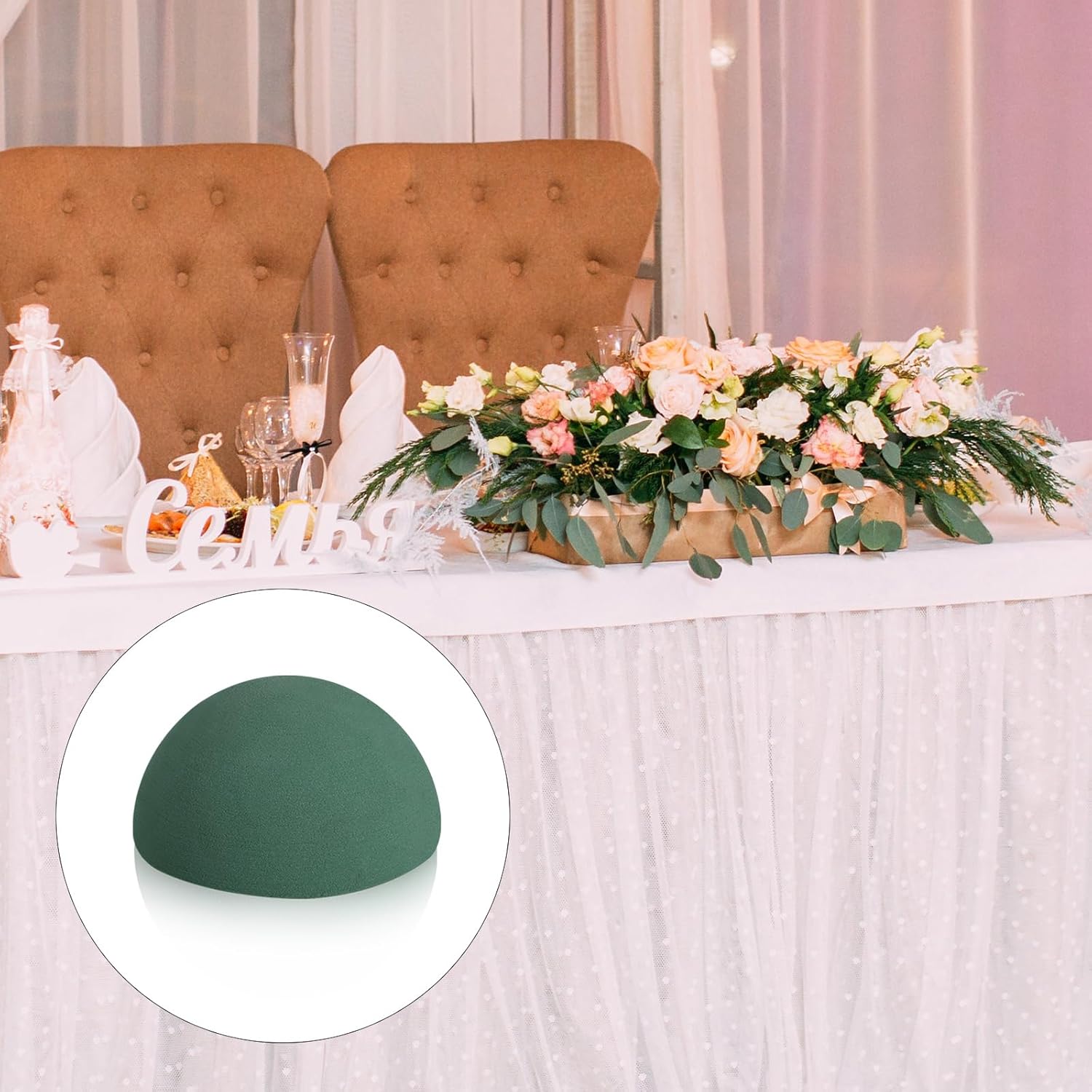 20 Pack Green Decorative Floral Foam for Making Bouquets Half Ball Block Dry Foam Balls Craft Supplies for Artificial Plant Floral Arrangement(3.54 x 1.77 Inch)