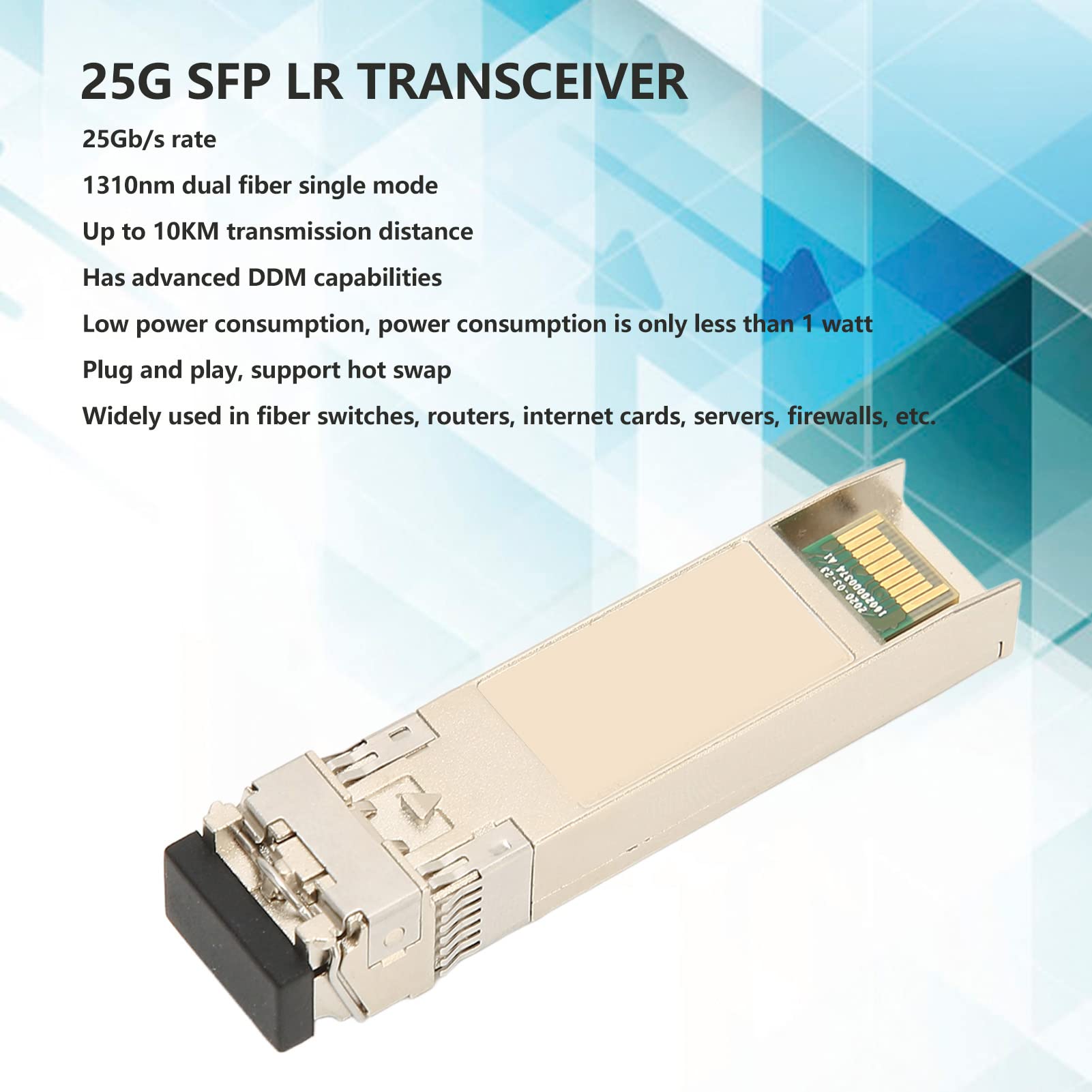 SFP do LC Wielomodowy Transceiver światłowodowy 25G Moduł 1310nm SFP na Ethernet Wielomodowy Moduł DDM Moduł Optyczny SFP Do 10 Km dla Przełączników, Routerów, Zapór Sieciowych, Kart Sieciowych