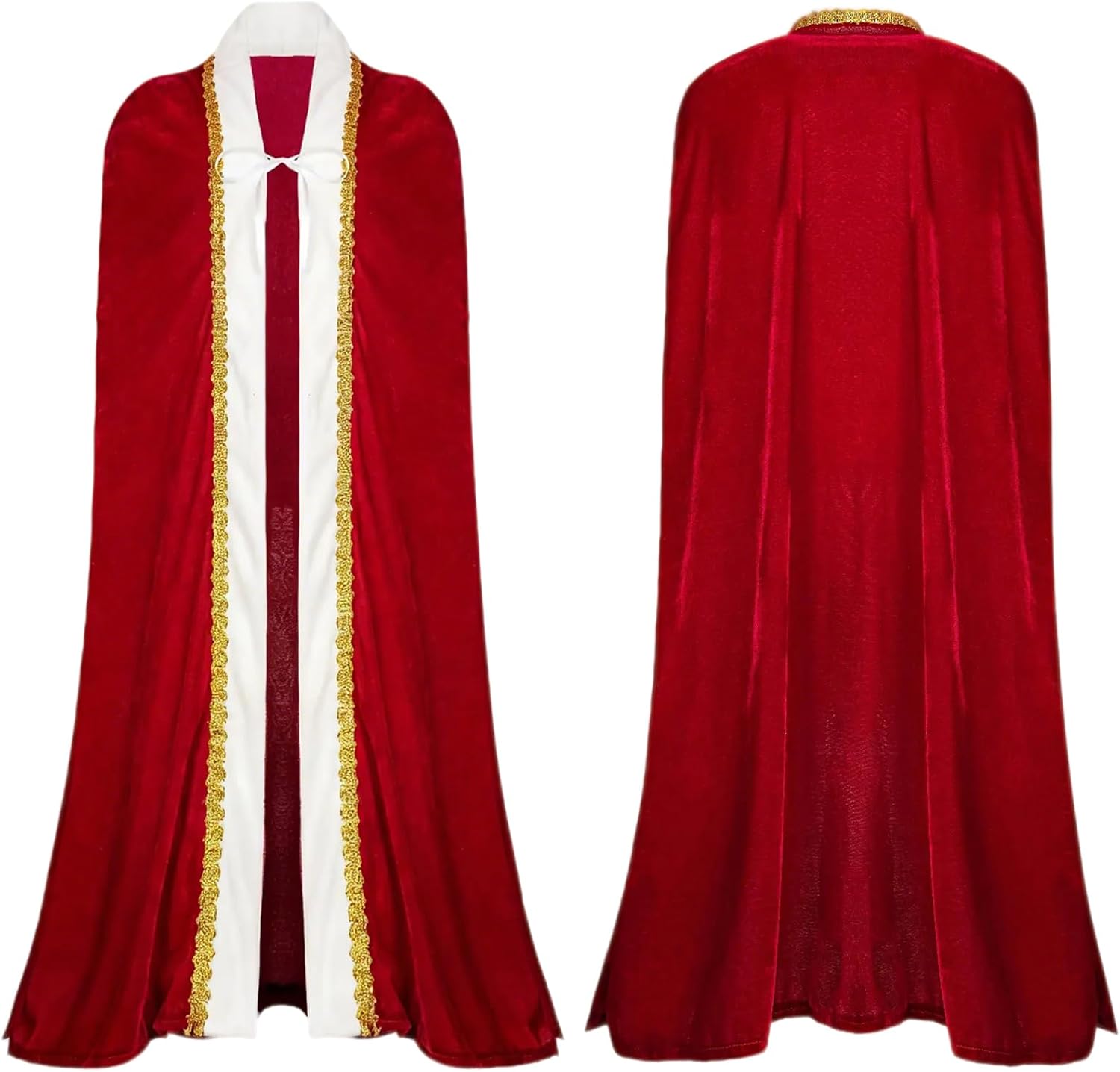 King & Queen Costume Set for Adults with Crown & Scepter, Medieval Royal Cape for Halloween & Christmas