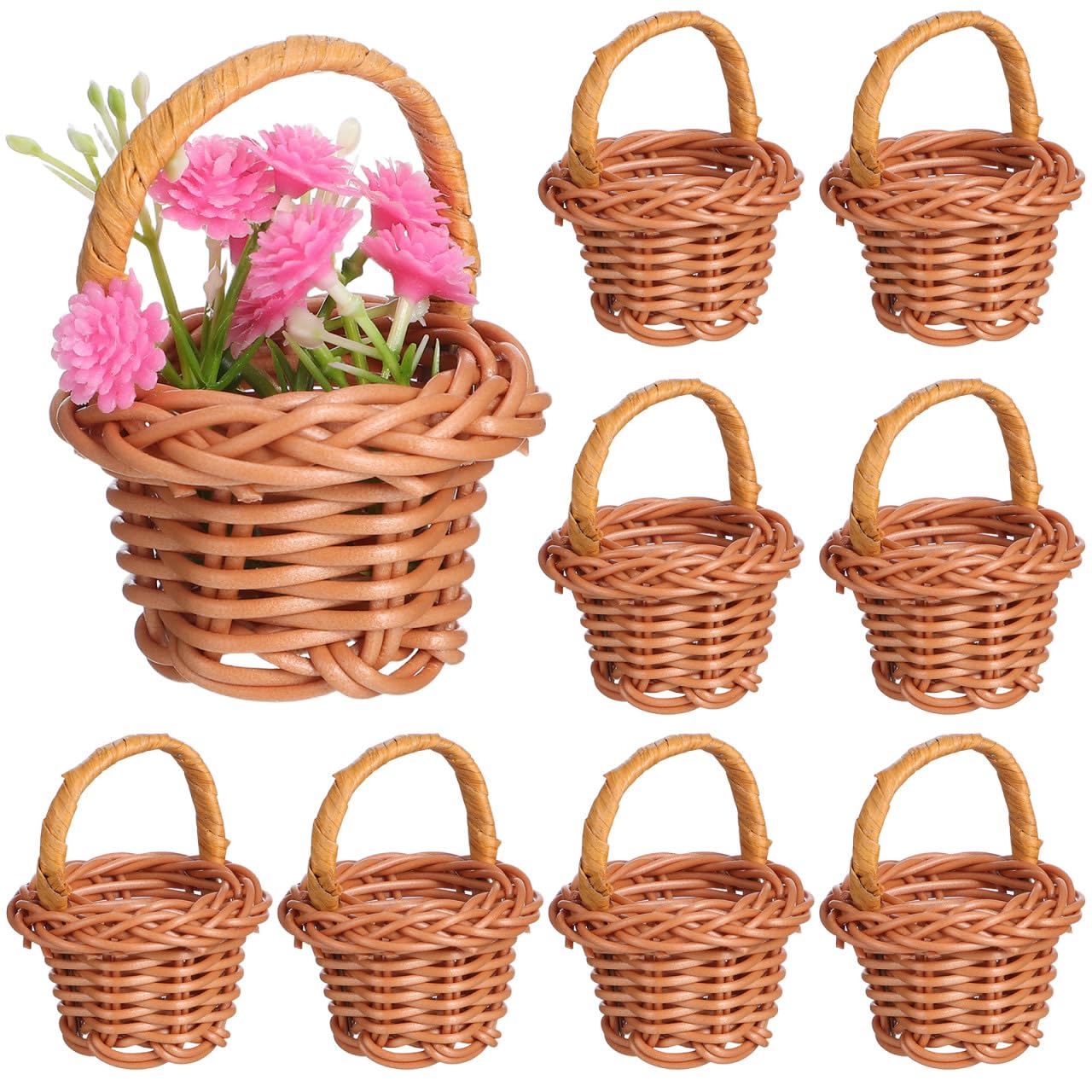 DOITOOL Mini cestini vimini, 30 Pezzi Cestini in Vimini con Manico Per Bomboniere Decorazioni Artigianali (6.5 X 3.5 x 3.5 cm).