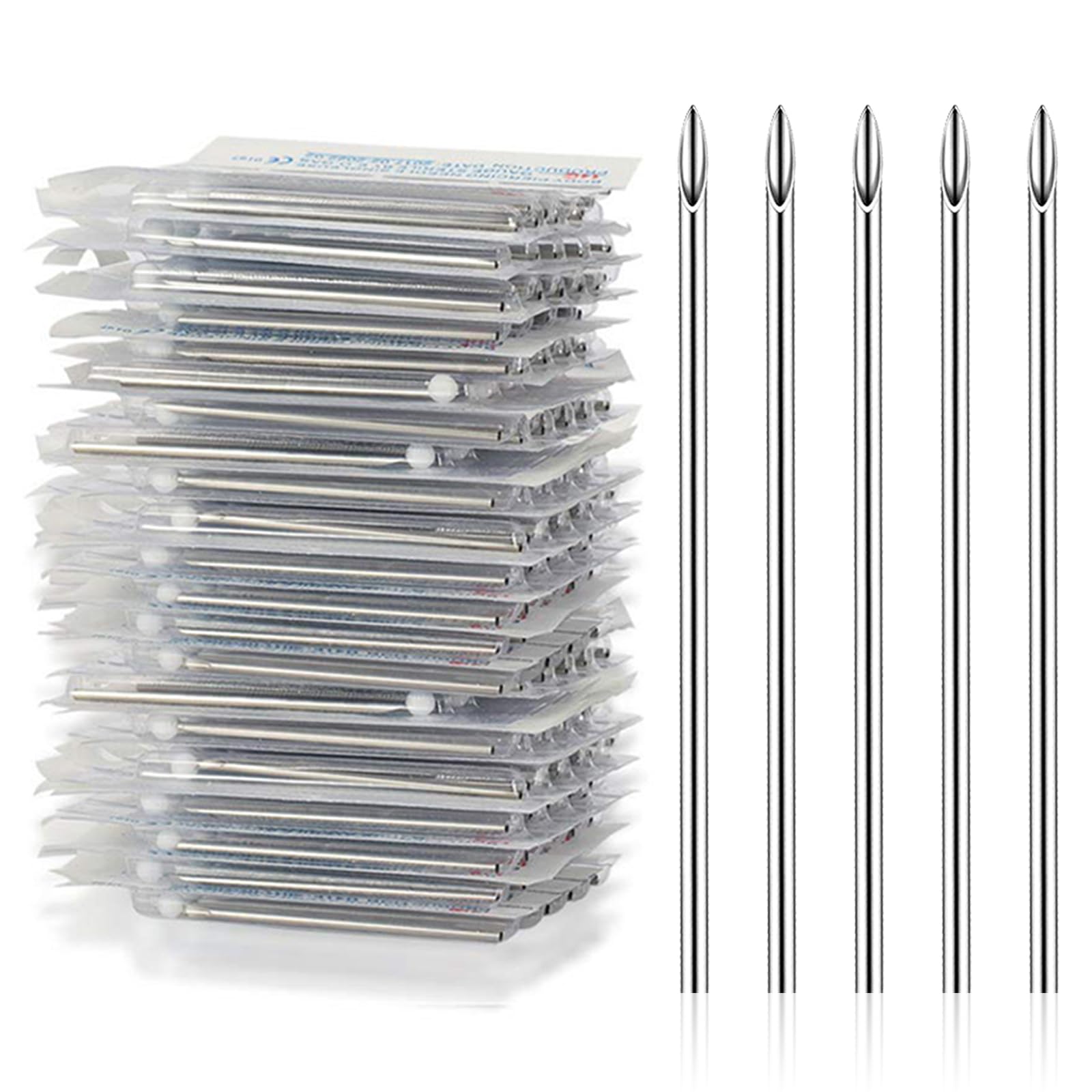 YONGDA18G 50pcs Hollow Piercing Needles - 316L Stainless Steel Jewelry Needles, Ultra-Thin for Lip, Helix Piercing & Jewelry