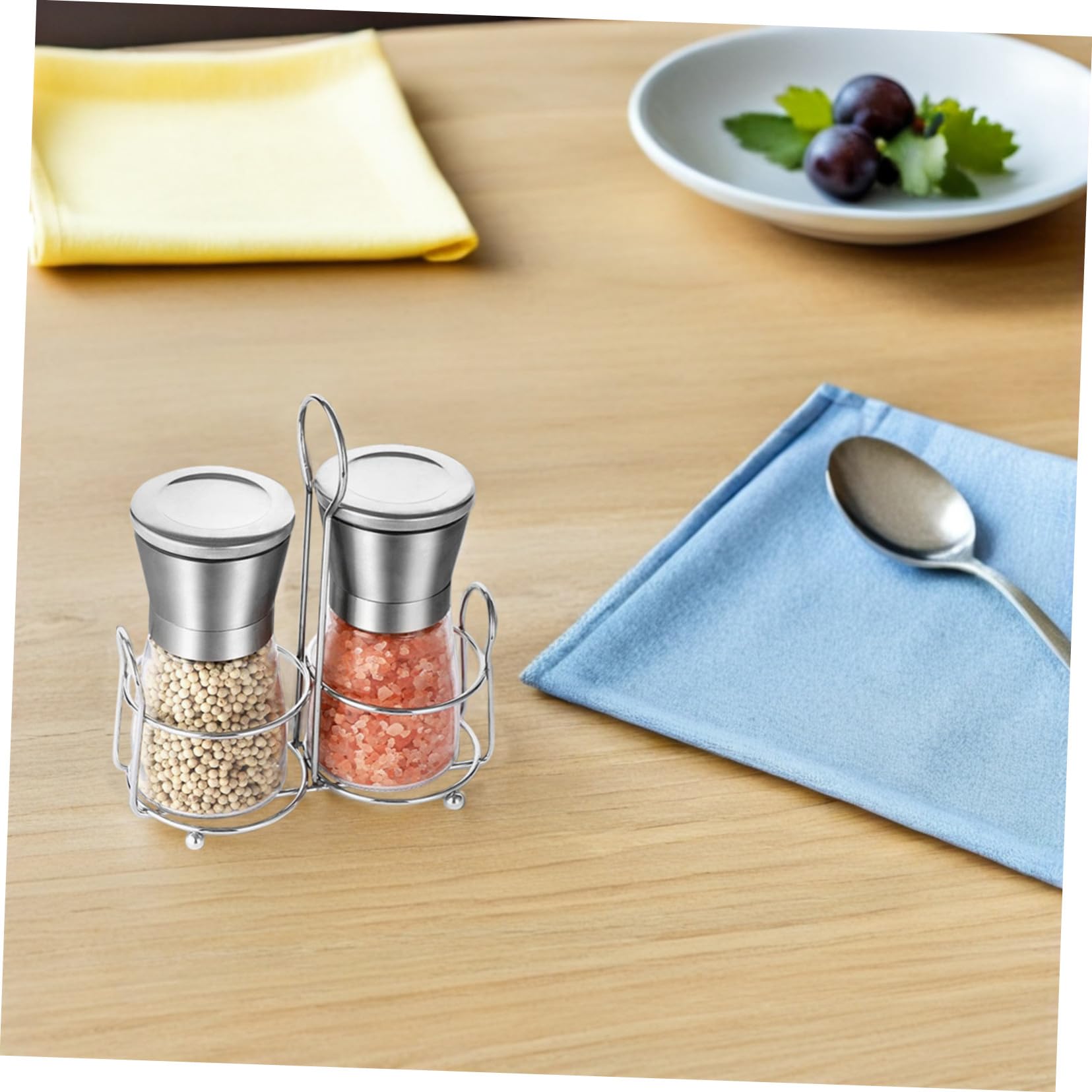 Yardenfun Macina Pepe Manuale in Acciaio Inox con Macina Regolabile, Bottiglia Trasparente Ricaricabile per Pepe Nero e Sale Marino, per Cucine Domestiche e Barbecue All'aperto