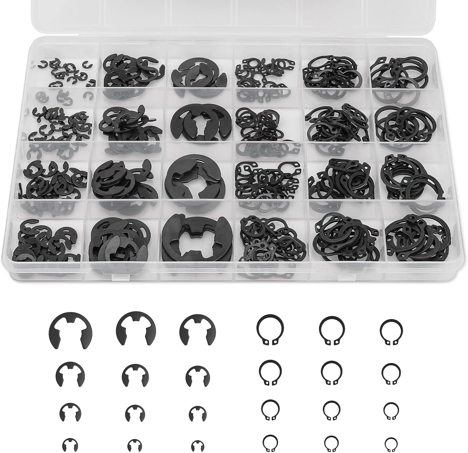 312Pcs Retaining Ring Kit with E-Clips (2.0-15mm) & C-Clips (M7-18) 304 SS