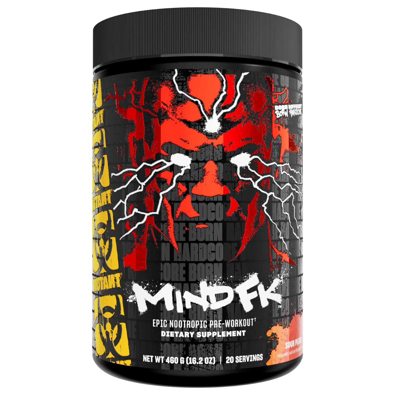 Mutant Mind FK - Epic Nootropic Pre-Workout - Brain Supplement for Mental Focus - 20 Serve - Sour Peach - 460g
