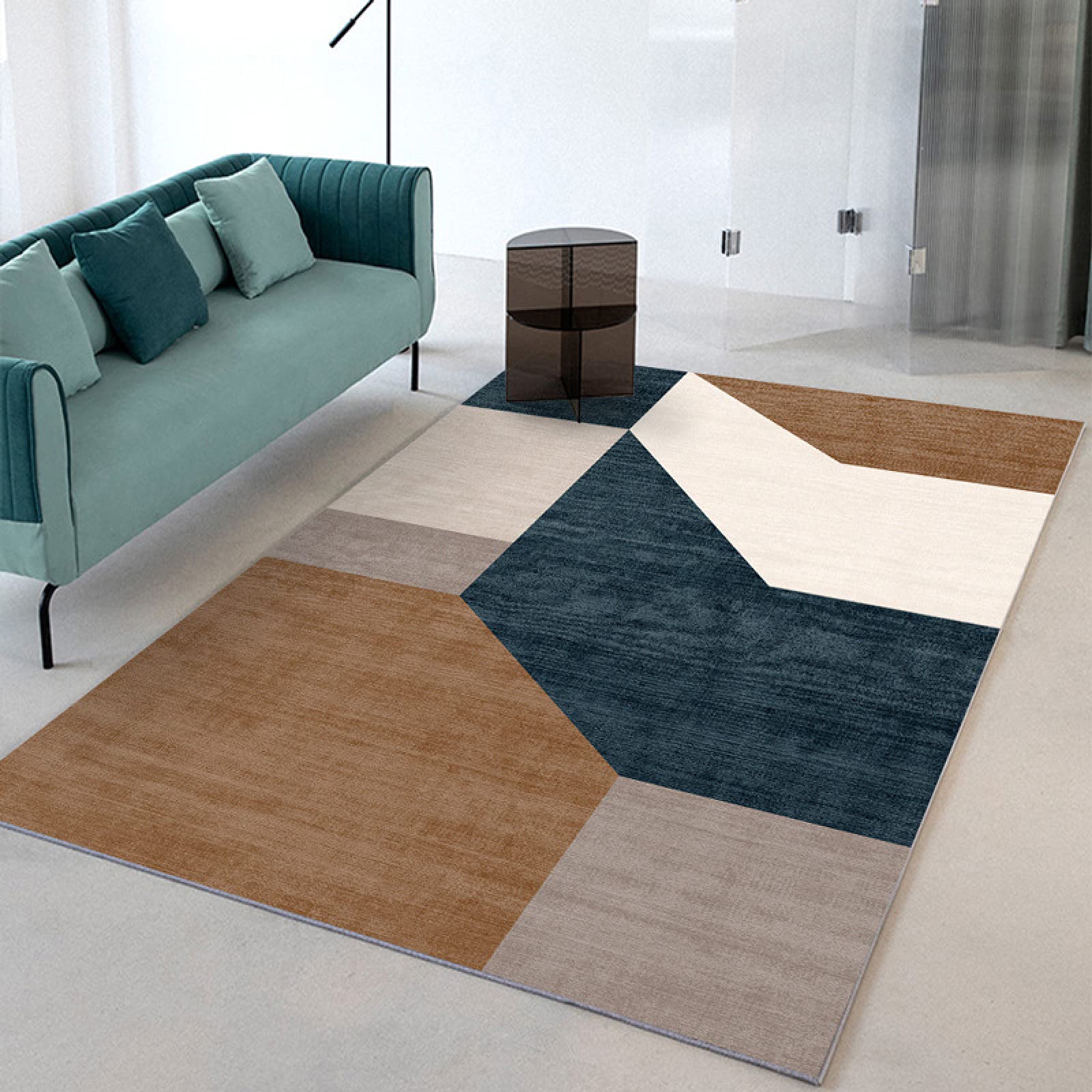 Tapis nordique géométrique 100x200 cm lavable et antidérapant pour le salon
