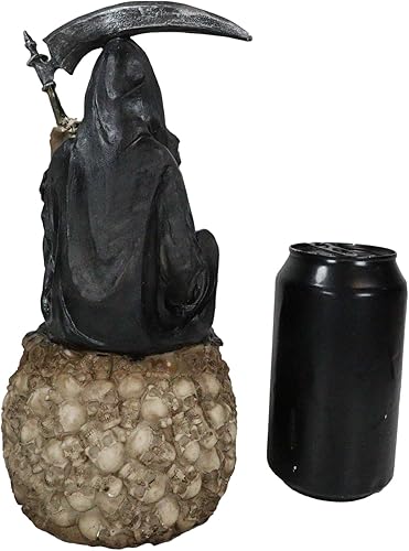 Miniatura 9 de Ebros Gift The Dark Lord - Esqueleto de la parca sin rostro sentado en ojos LED coloridos Cráneo Morphing sosteniendo figura de reloj de arena, luz