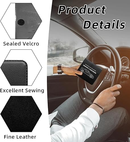 Miniatura 3 de Ziciner Soporte para Registro de Coche y Seguro, Juego de 2 Organizadores Esenciales para Tarjetas y Documentos de Auto con Cierre de Velcro,