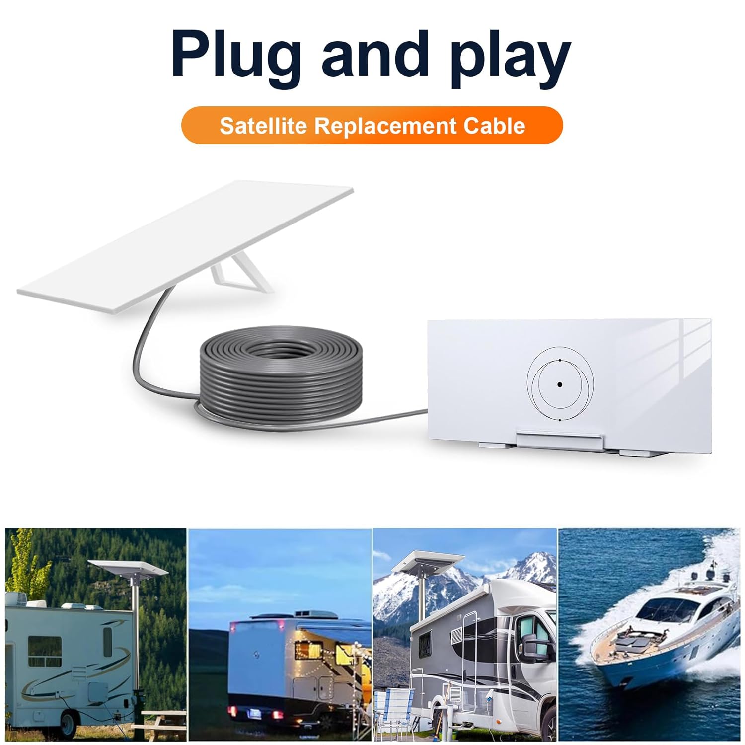 Zunate 100FT Cable Extension for Gen 3, Satellite Replacement Cable, Standard Outdoor Cable, 30M