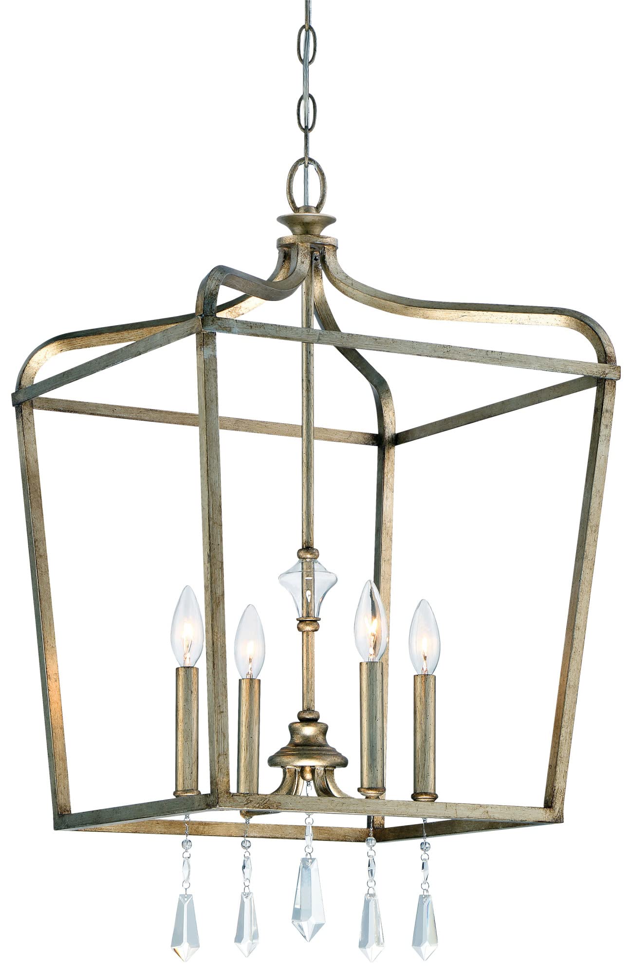 Minka Lavery Ceiling Pendant Crystal Lantern Chandelier Lighting 4448-582 Laurel Estate, 4-Light Fixture 240 Watts, Brio Gold