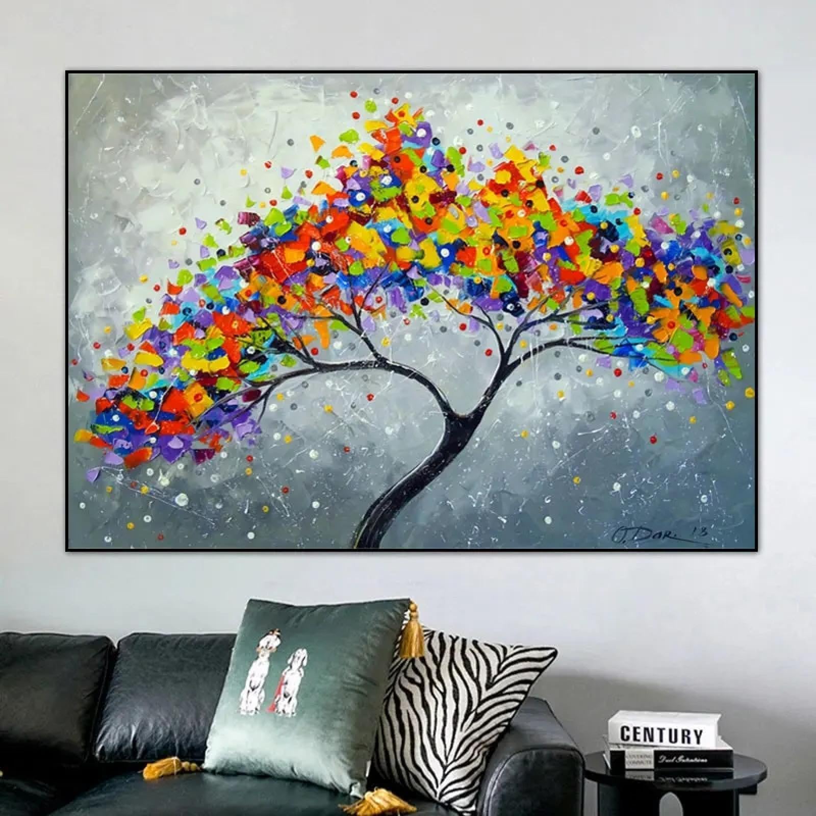 CHAOJIART Tree of Happiness Oil Painting on Canvas Abstract Wall Art Posters and Prints Modern Wall Picture for Living Room Home Decor 70x100cm(28x39in) Frameless