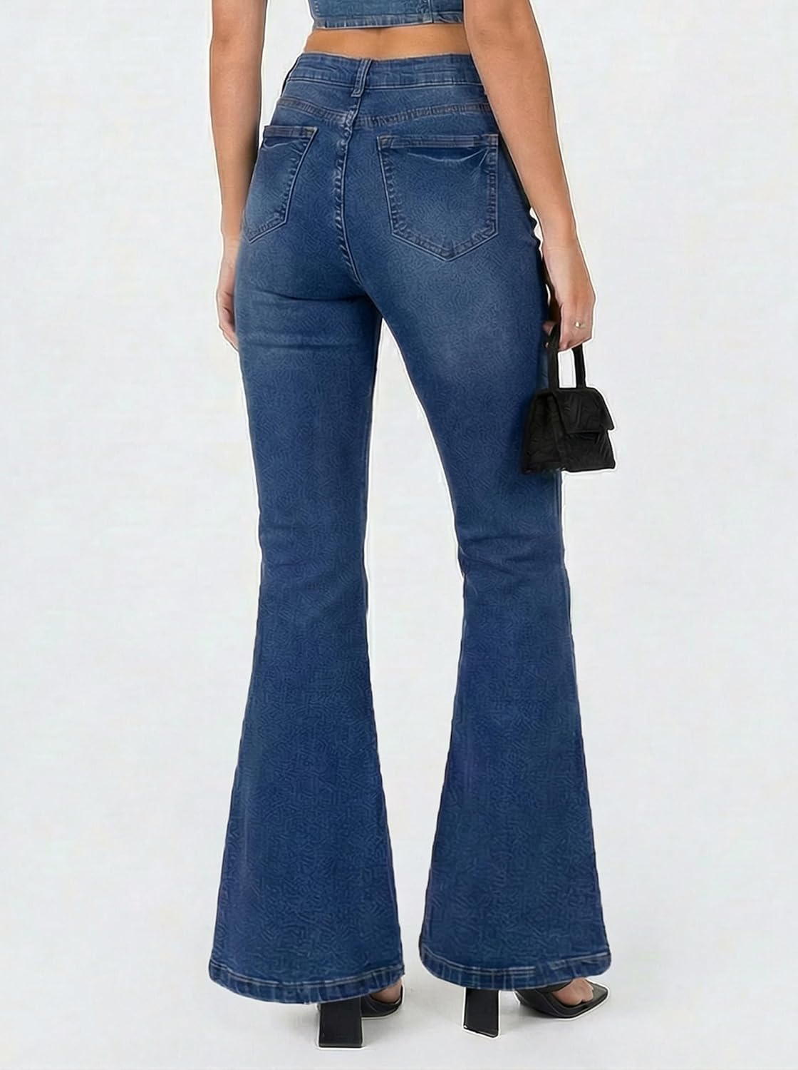 EMMIOL Flare Jeans for Women Trendy, Mid-High Waist Bootcut Bell Bottom Jeans, Stretchy Denim Y2K Pants with Pockets - Image 3