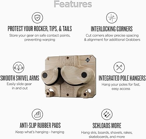 Miniatura 4 de Gravity Grabber - Estante de almacenamiento de pared definitivo para esquís y tablas de snowboard  Almacenamiento sin daños  Se adapta a cualquier