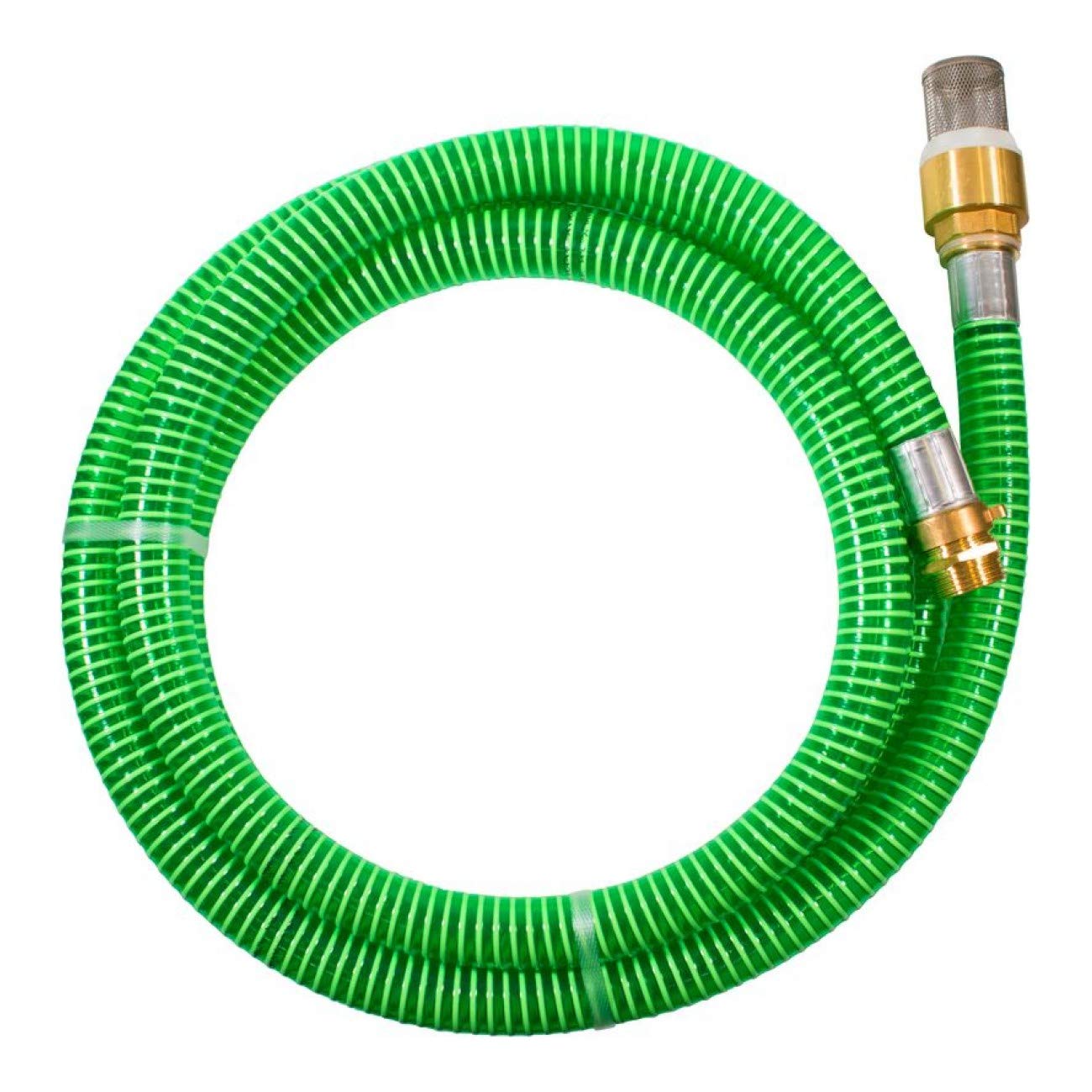 Güde 94440 Sauggarnitur KA 4P (Spiral-Ansaugschlauch mit Messing-Fußventil und Edelstahl-Saugkorb, 4 m), Grau