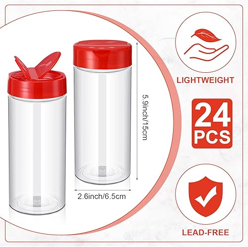 Miniatura 2 de 24 recipientes de plástico de 16 onzas para especias, botellas de plástico transparentes reutilizables grandes para especias vacíos de plástico con