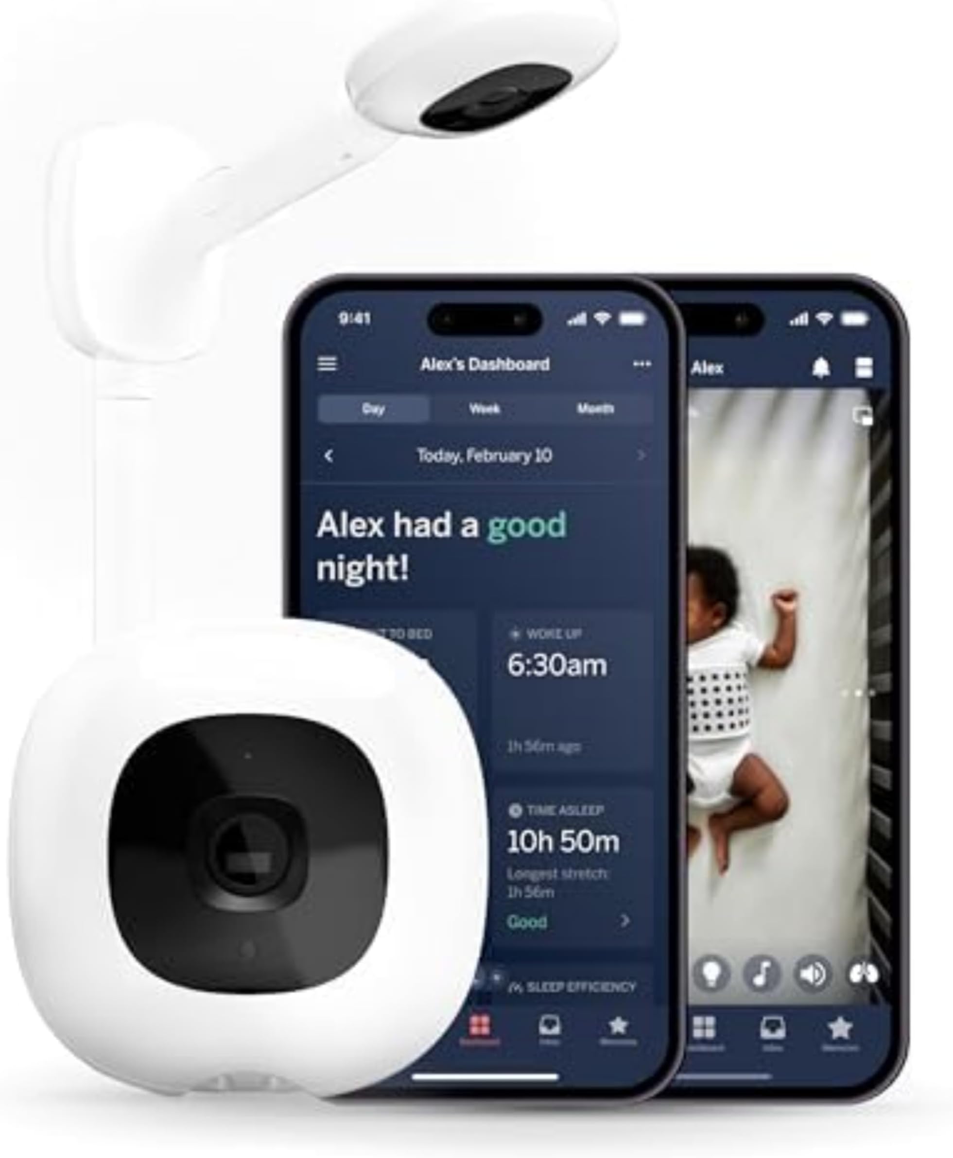 Nanit Pro Smart Baby Monitor & Wall Mount – 1080p Secure Wi-Fi Video Camera, Sensor-Free Sleep and Breathing Motion Tracker, 2-Way Audio, Sound and Motion Alerts, Night Vision, Includes Breathing Band