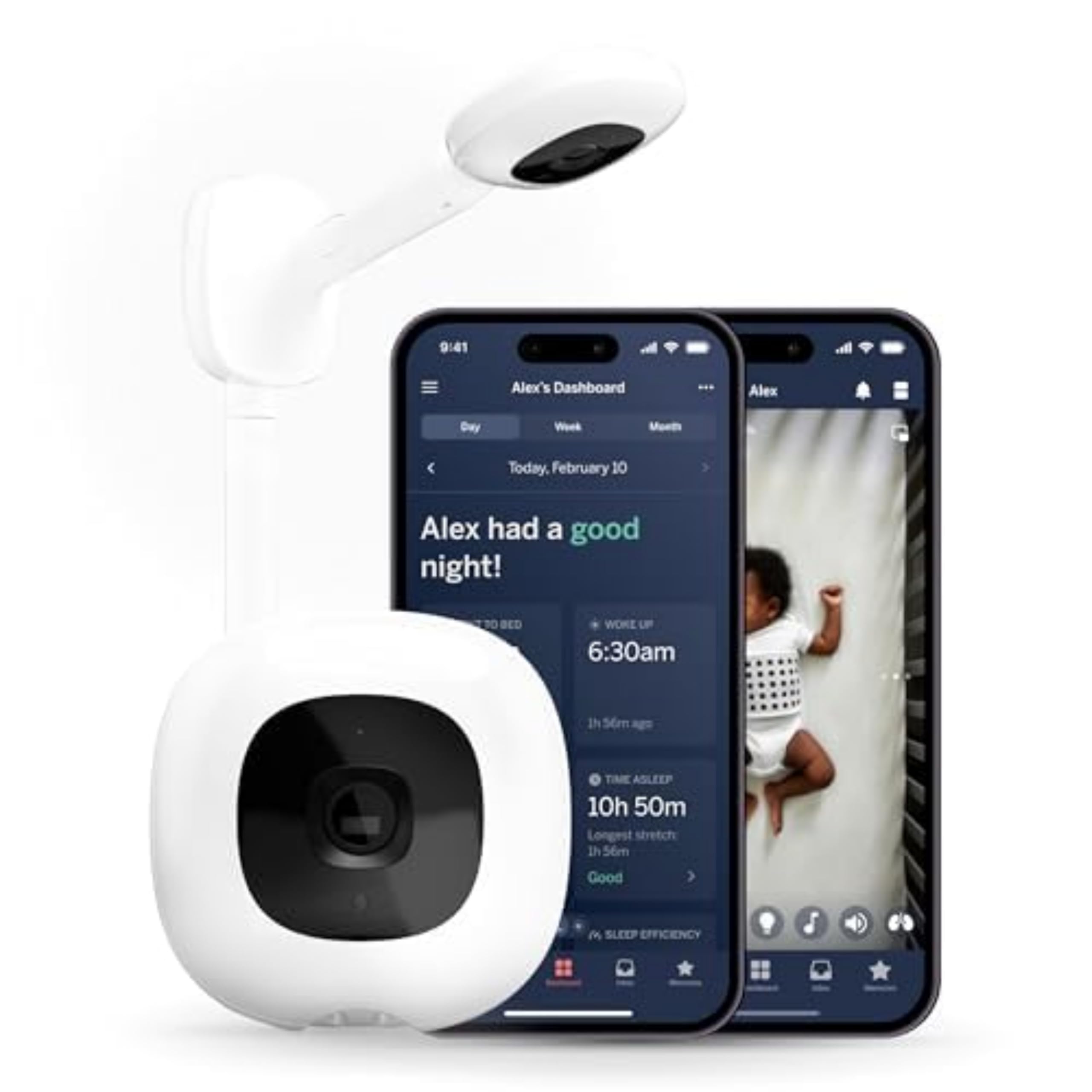 NanitPro Smart Baby Monitor & Wall Mount – Wi-Fi HD Video Camera, Sleep Coach and Breathing Motion Tracker, 2-Way Audio, Sound and Motion Alerts, Nightlight and Night Vision, Includes Breathing Band