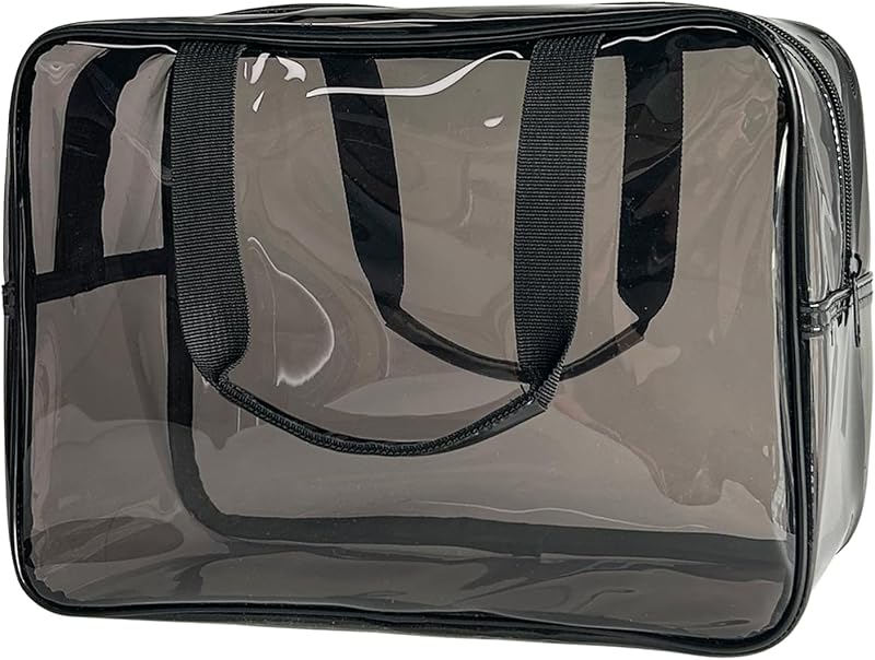Necessaire de viagem transparente ONEART Gray em TPU, com zíper e alças trançadas