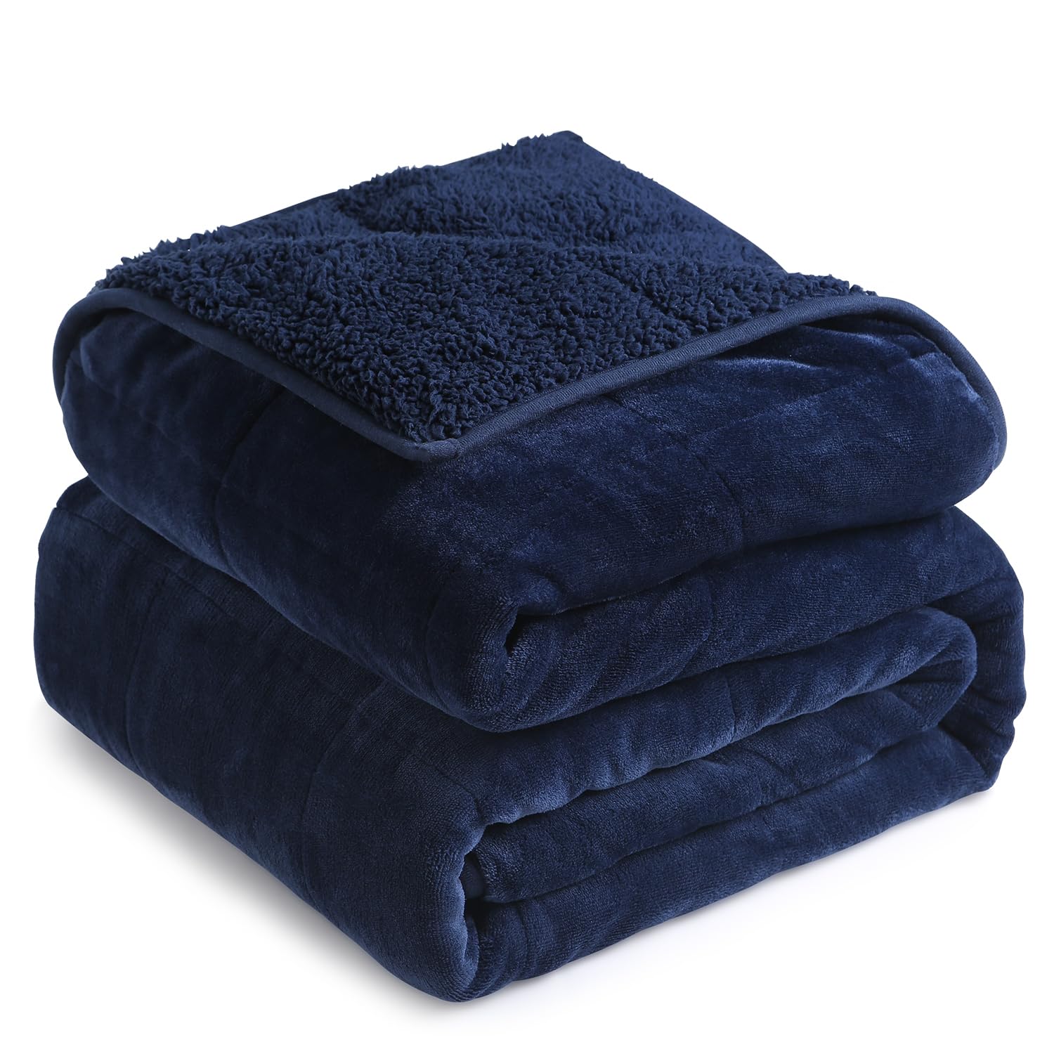 Cottonblue Weighted Blanket 20lbs 60x80 Inches, Navy Blue ​Sherpa Blanket Throw Sofa Bedding Heavy Blanket for Adults, Soft Cozy Fleece Blanket On Queen Bed, Plush Fleece Minky 20 lb Weighted Blanket | Cozy Sherpa Flannel Weighted Blankets Throw for Sleep Calm Relax, Warm Fuzzy Navy Blue Heavy Blanket for Bed Couch, Washable