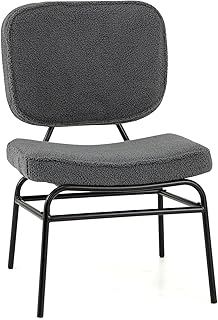 Giantex Modern Armless Accent Chair - Sherpa Reading Chair with Sponge P...