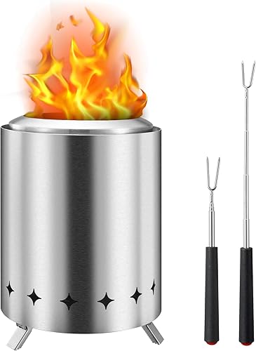 Miniatura 1 de Hoguera de mesa de 6 pulgadas de profundidad x 7 pulgadas de alto, mini chimenea portátil de acero inoxidable, pellets de bajo humo, estufa de leña