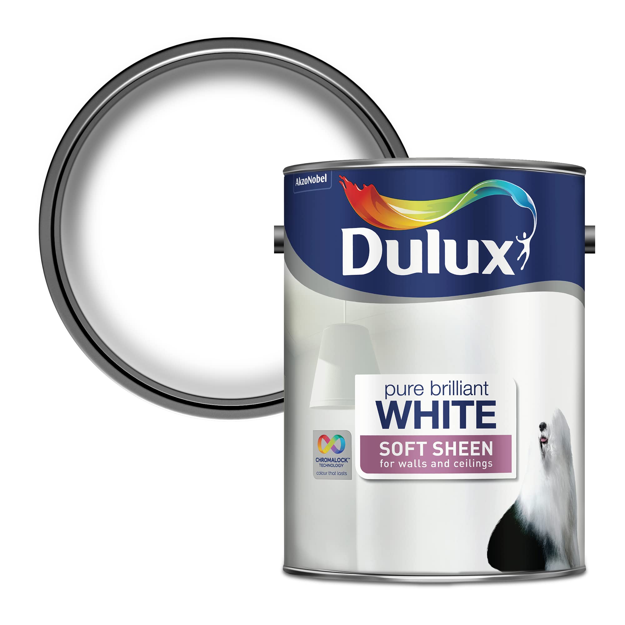 Dulux Soft Sheen Emulsion Paint For Walls And Ceilings - Pure Brilliant White 5L โ image 1