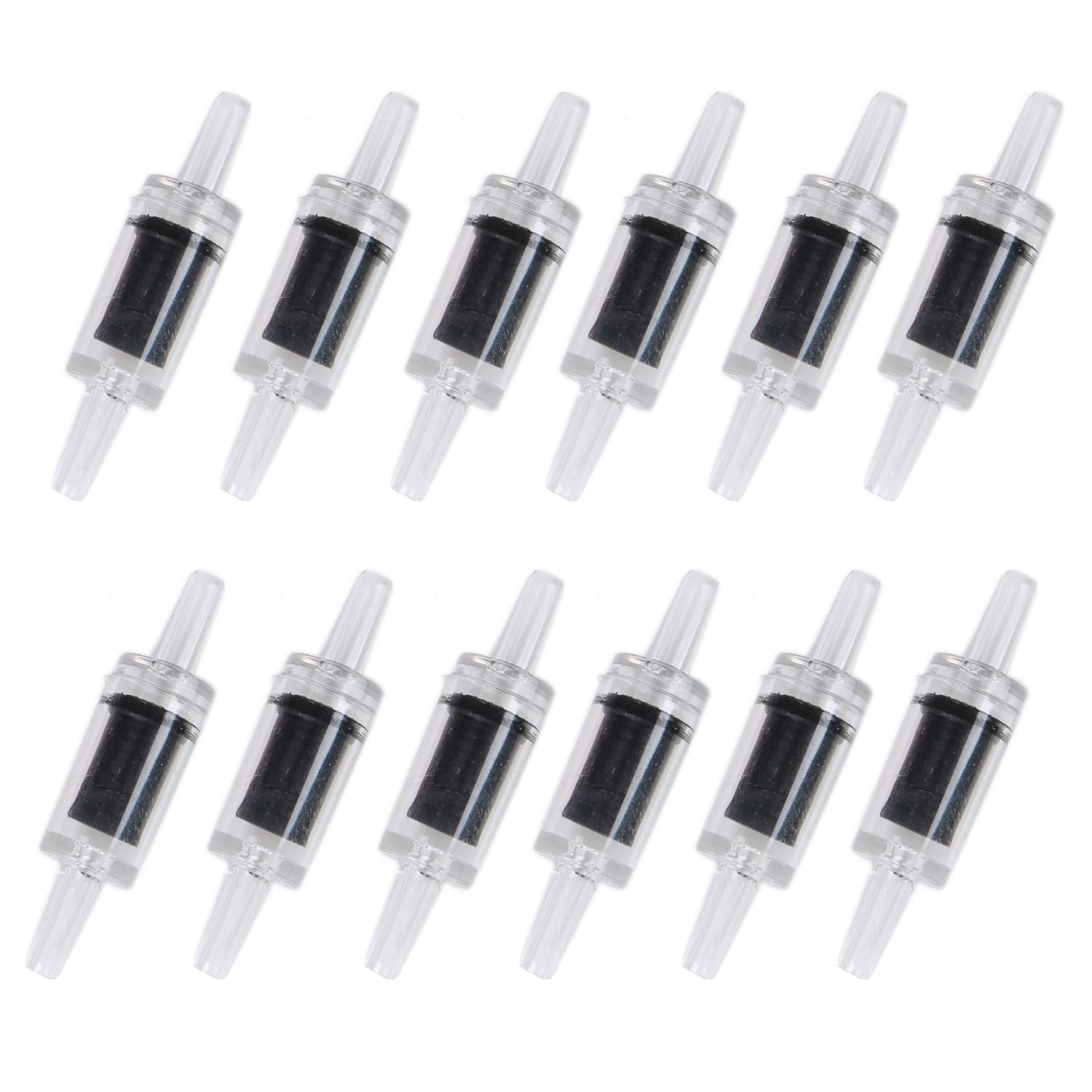 ALEGI Aquarium Air Tubing Accessories Non-Return Valves,Check Valve for 3/16 '' Fish Tank Air Line (Black 12 pcs)