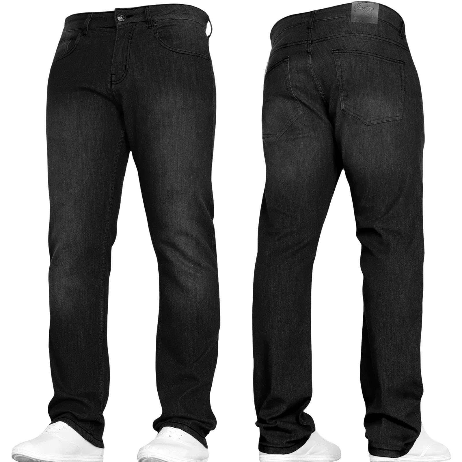 Smith & Jones Men's Black Wash New Stretch Straight Leg Classic Regular Fit Basic Denim Jeans By Jeanbase 36W X 32L