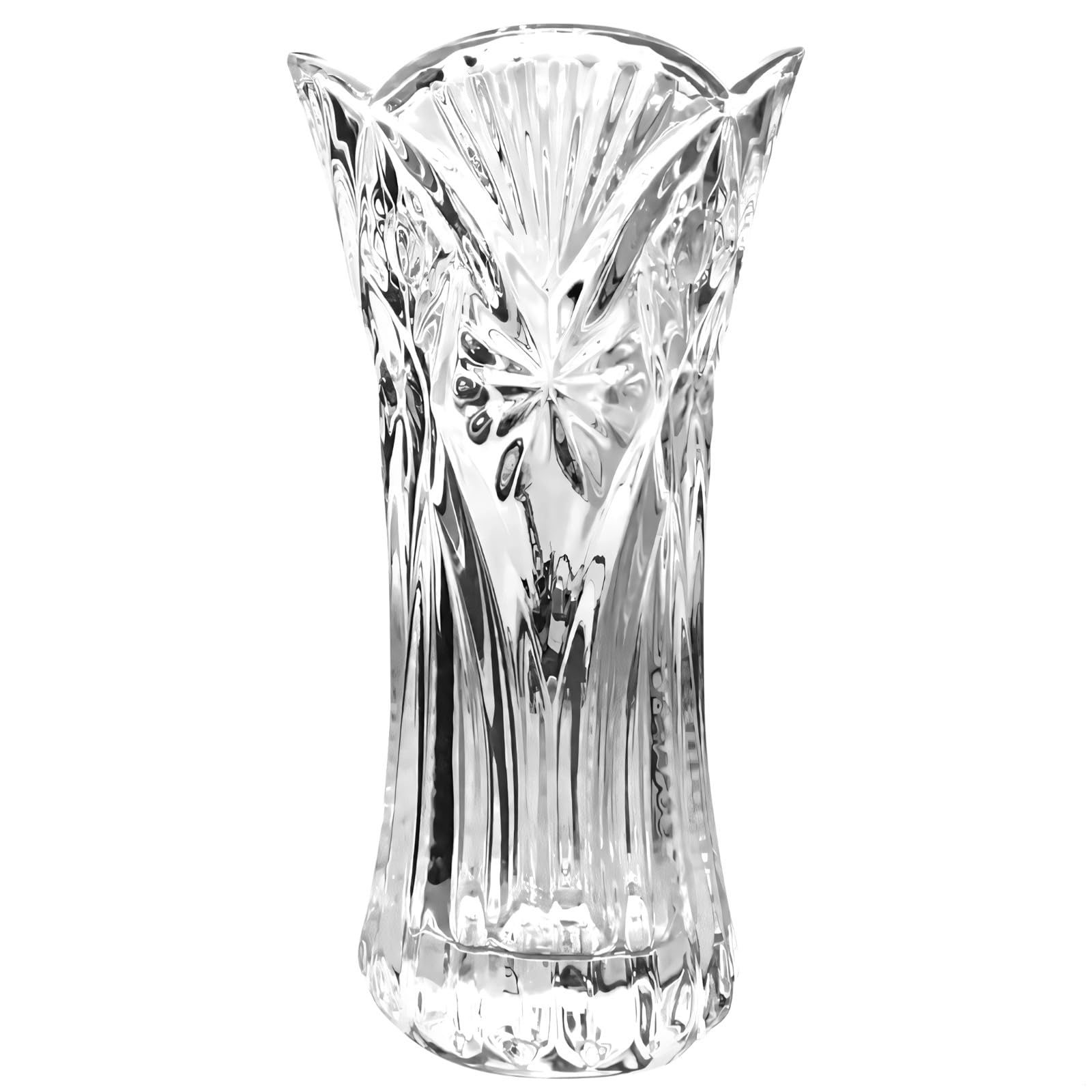 Jarrón de cristal con diseño de pétalos, 29 cm, sin plomo, estilo elegante para decoración floral y del hogar