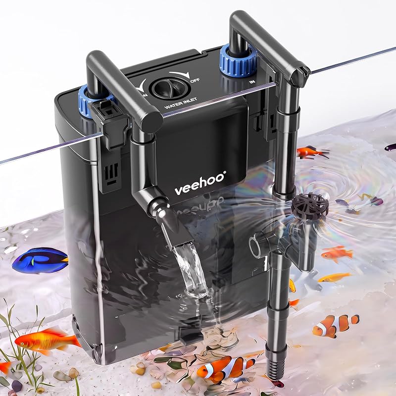 Filtro Hang On para Aquário Veehoo com Dreno de Um Toque e Vazão de 499 L/h para Aquários de 37,9 a 113,6 L