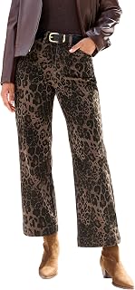 luvamia Wide Leg Jeans Woman Trendy High Waisted Leopard Cheetah Print Ankle Length Stretchy Denim Pants with Pockets